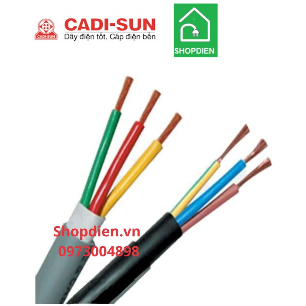 Dây cáp điện tròn mềm cu/pvc/pvc 3x1.5 mm2 cadisun VCTF