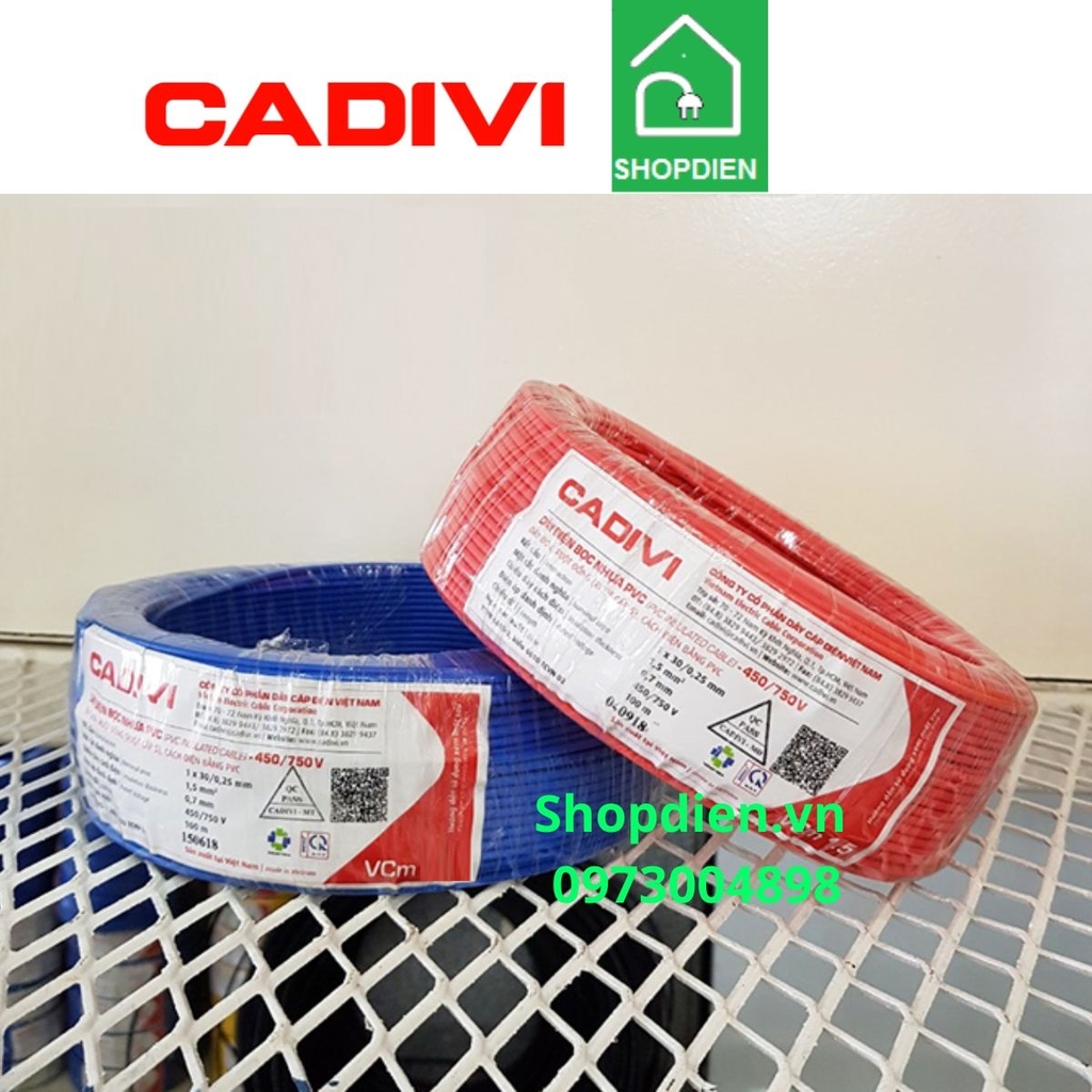 Dây đơn mềm Cu/PVC 1x0.75mm2 Vcm Cadivi