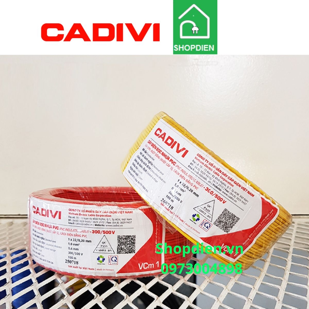 Dây đơn mềm Cu/PVC 1x1mm2 Vcm Cadivi
