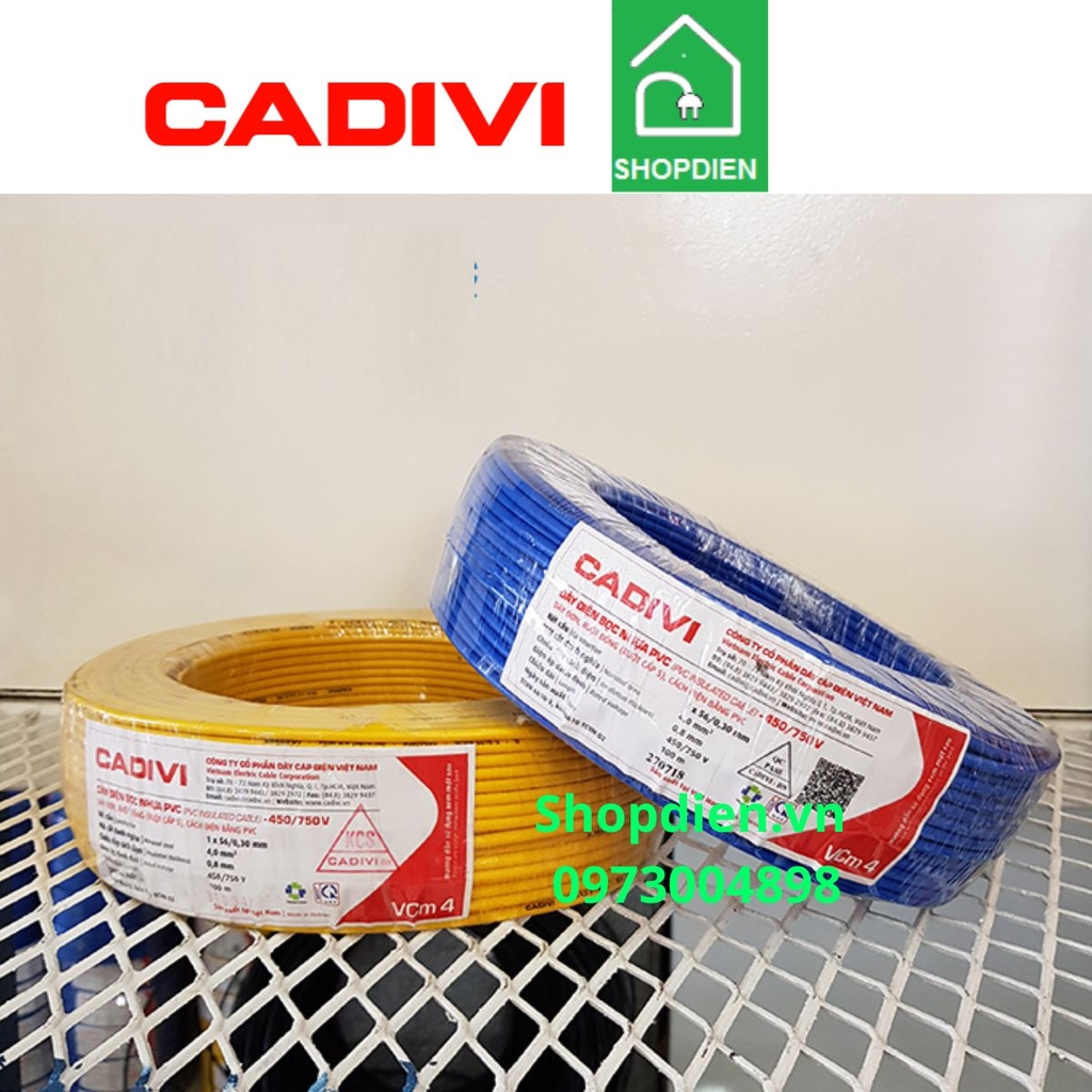 Dây đơn mềm Cu/PVC 1x10mm2 Vcm Cadivi