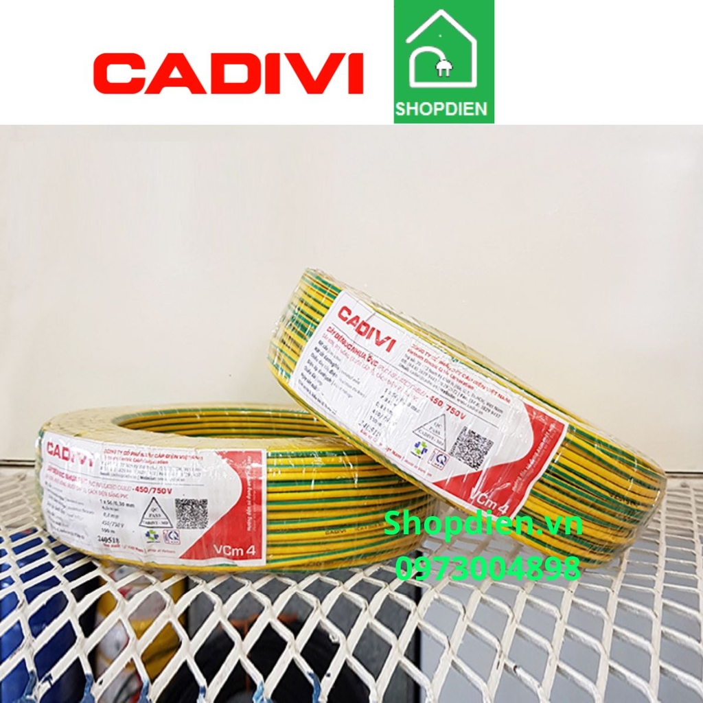 Dây đơn tiếp địa Cu/PVC 1x4mm2 Vcm Cadivi