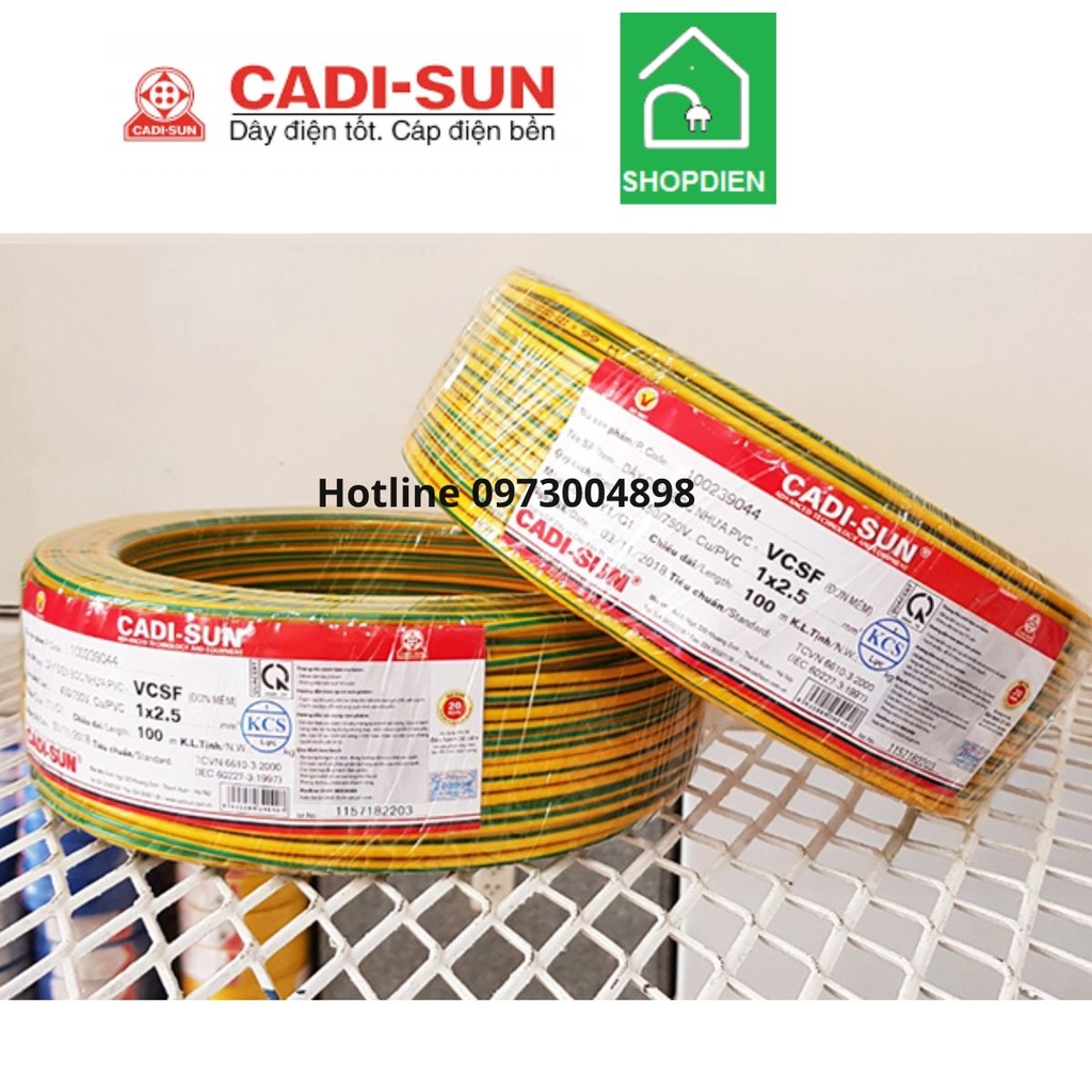 Dây tiếp địa Cu/PVC 1x2.5mm2 VCSF Cadisun