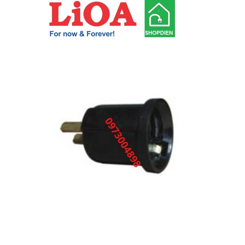 DDCP LIOA Đui đèn xoáy E27 liền phích cắm màu đen