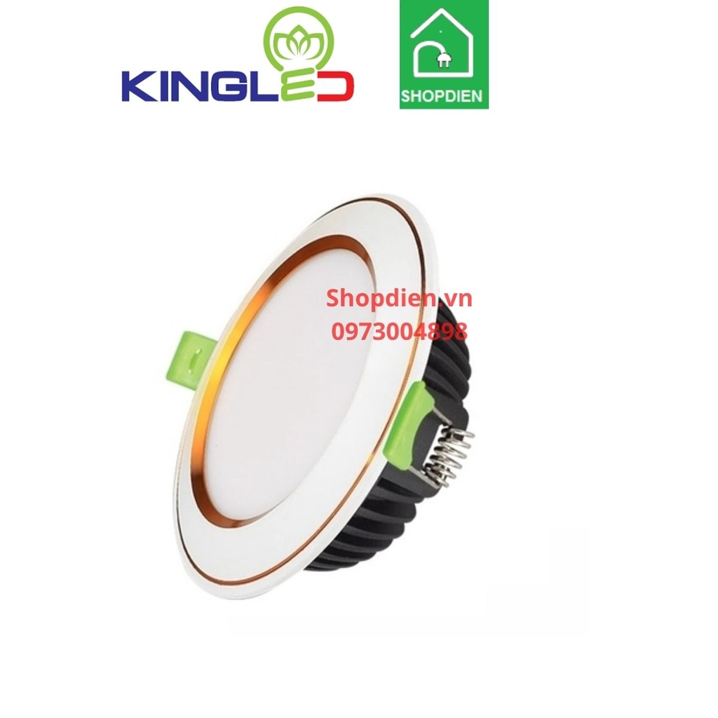 Đèn downlight âm trần mặt cong viền vàng 7W D90 KINGLED EC-DLC-7-T120-V/TT/T-V