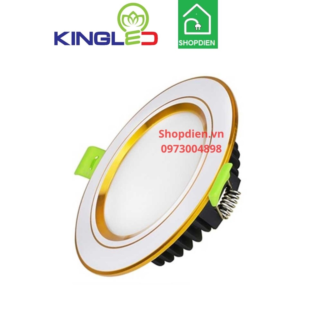 Đèn downlight âm trần viền vàng 7W D90 KINGLED EC-DLP-7-T120-V/TT/T-V