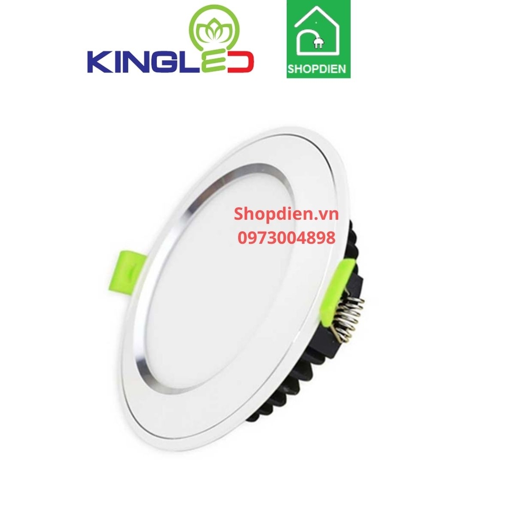 Đèn downlight âm trần viền bạc đổi màu 9W D90 KINGLED EC-DL-9SS-T118-DM-CB