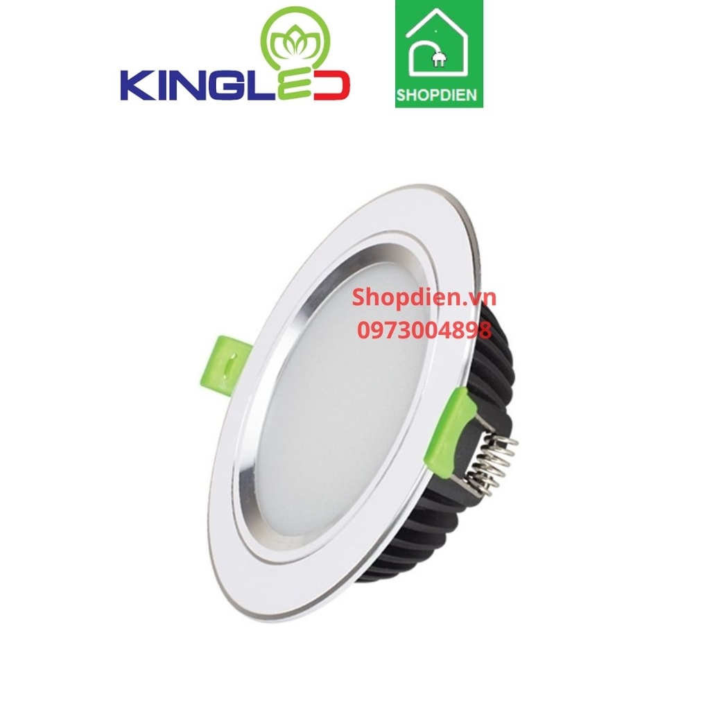 Đèn downlight âm trần viền bạc mặt phẳng 7W D90 KINGLED EC-DL-7SS-T118-V/TT/T-PB