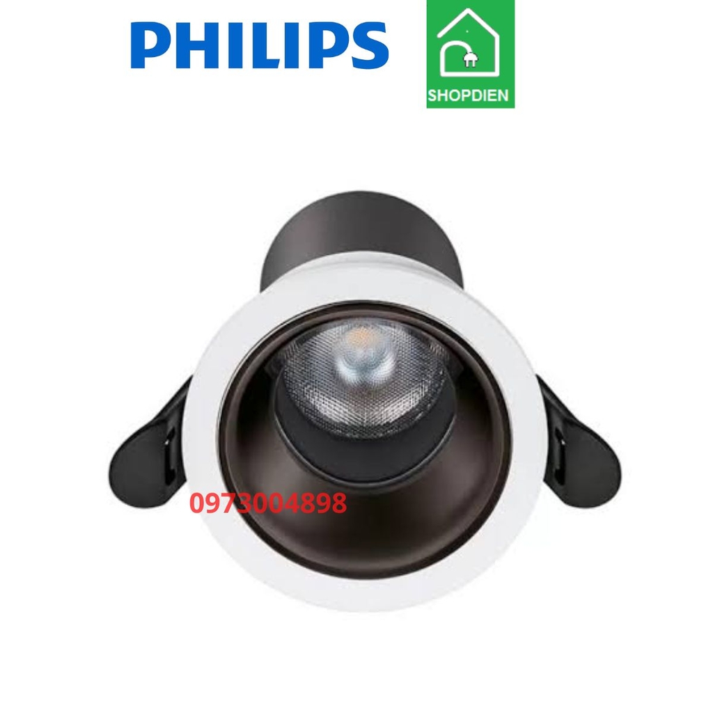 Đèn rọi chỉnh góc 7W D75 Philips chóa đen RS350 G2 RC Rd D75 7W 36D 1H KR