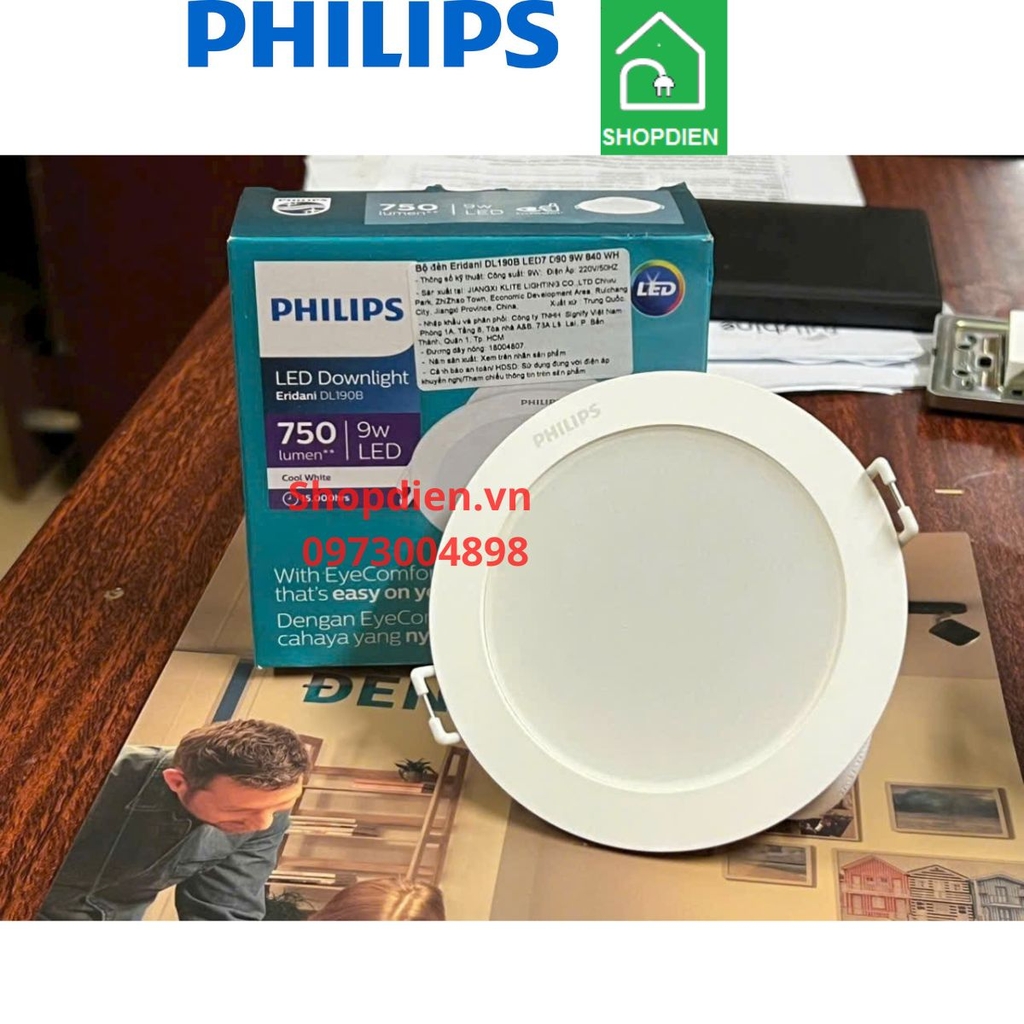 DL190B LED7 9W D90 Eridani Philips  Đèn downlight âm trần 9W D90