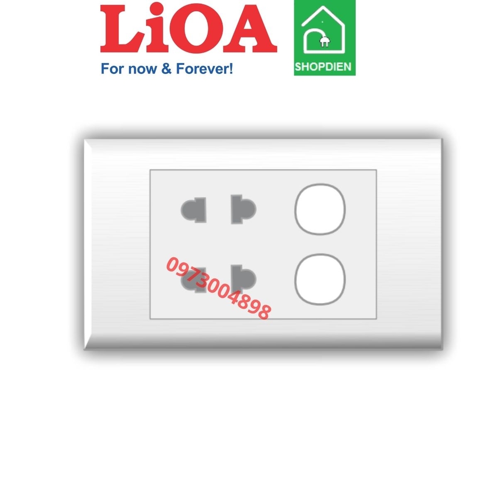 E182U2X LIOA Ổ cắm đôi 2 chấu với 2 lỗ