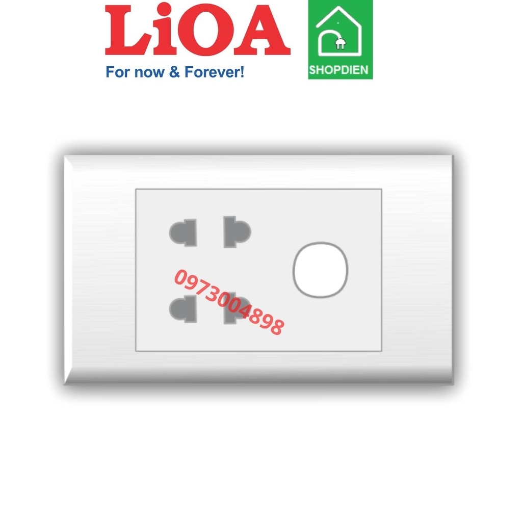 E182UX LIOA Ổ cắm đôi 2 chấu với 1 lỗ