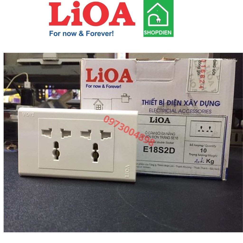E18S2D LIOA Ổ cắm đôi đa năng 3 chấu