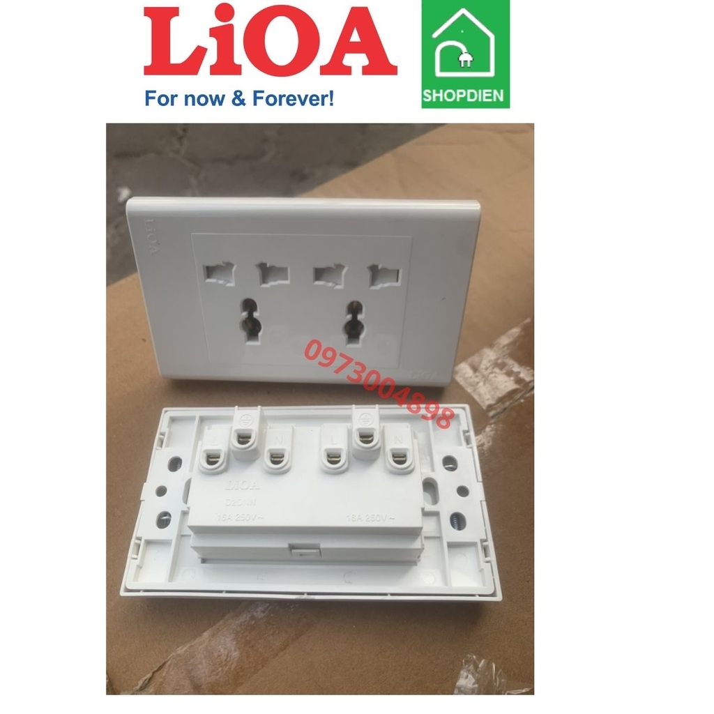 E18S2DM LIOA Ổ cắm đôi đa năng 3 chấu