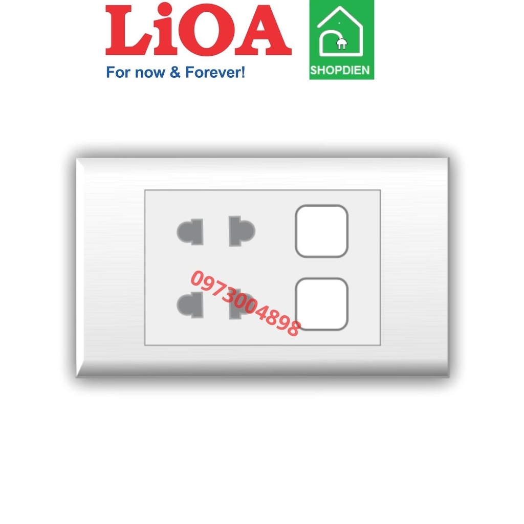 E18S2U2X LIOA Ổ cắm đôi 2 chấu với 2 lỗ