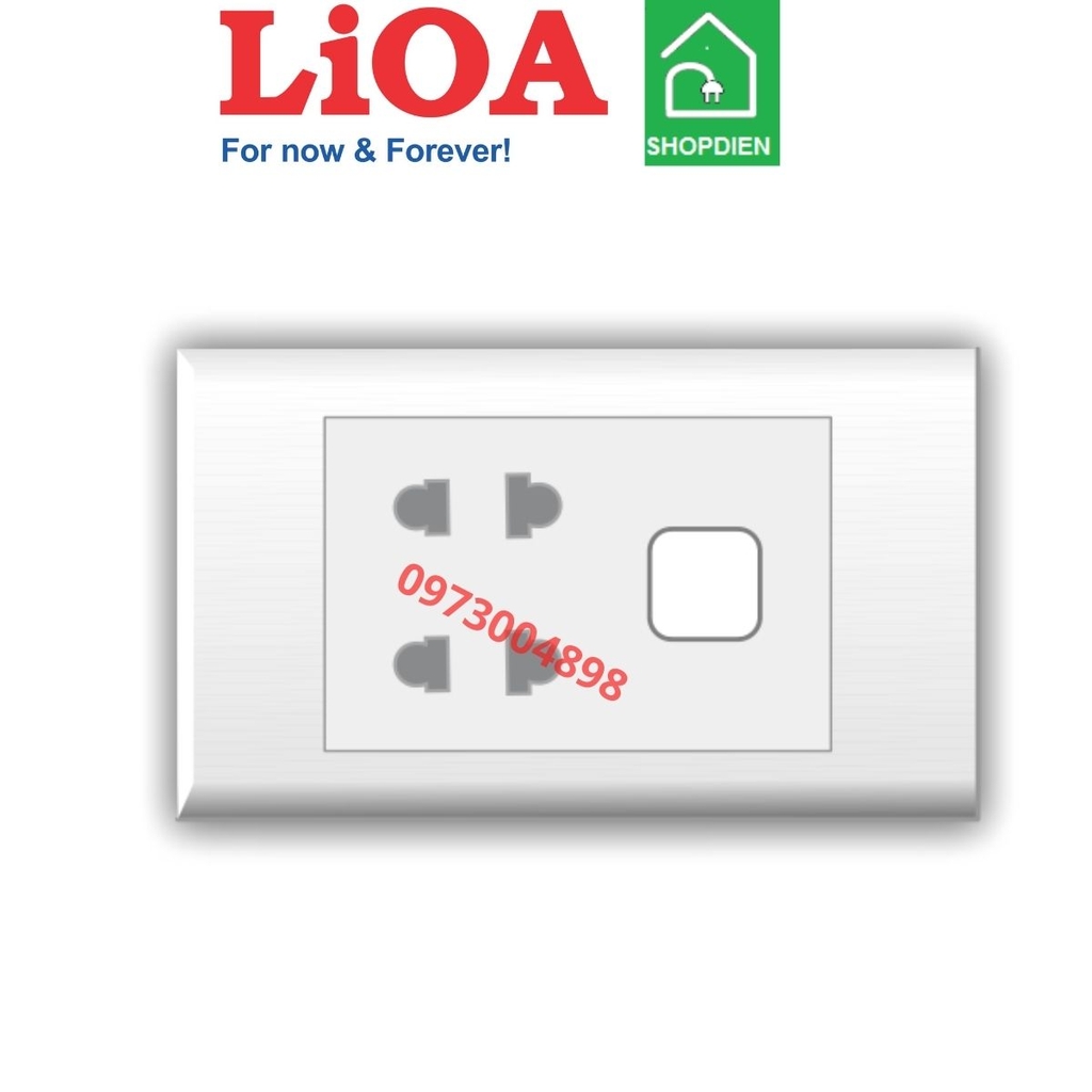 E18S2UX LIOA Ổ cắm đôi 2 chấu với 1 lỗ