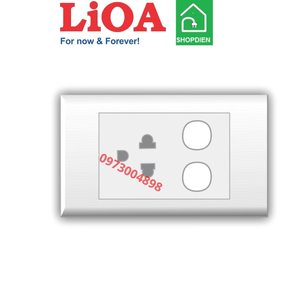 E18U23X LIOA Ổ cắm đơn 3 chấu với 2 lỗ