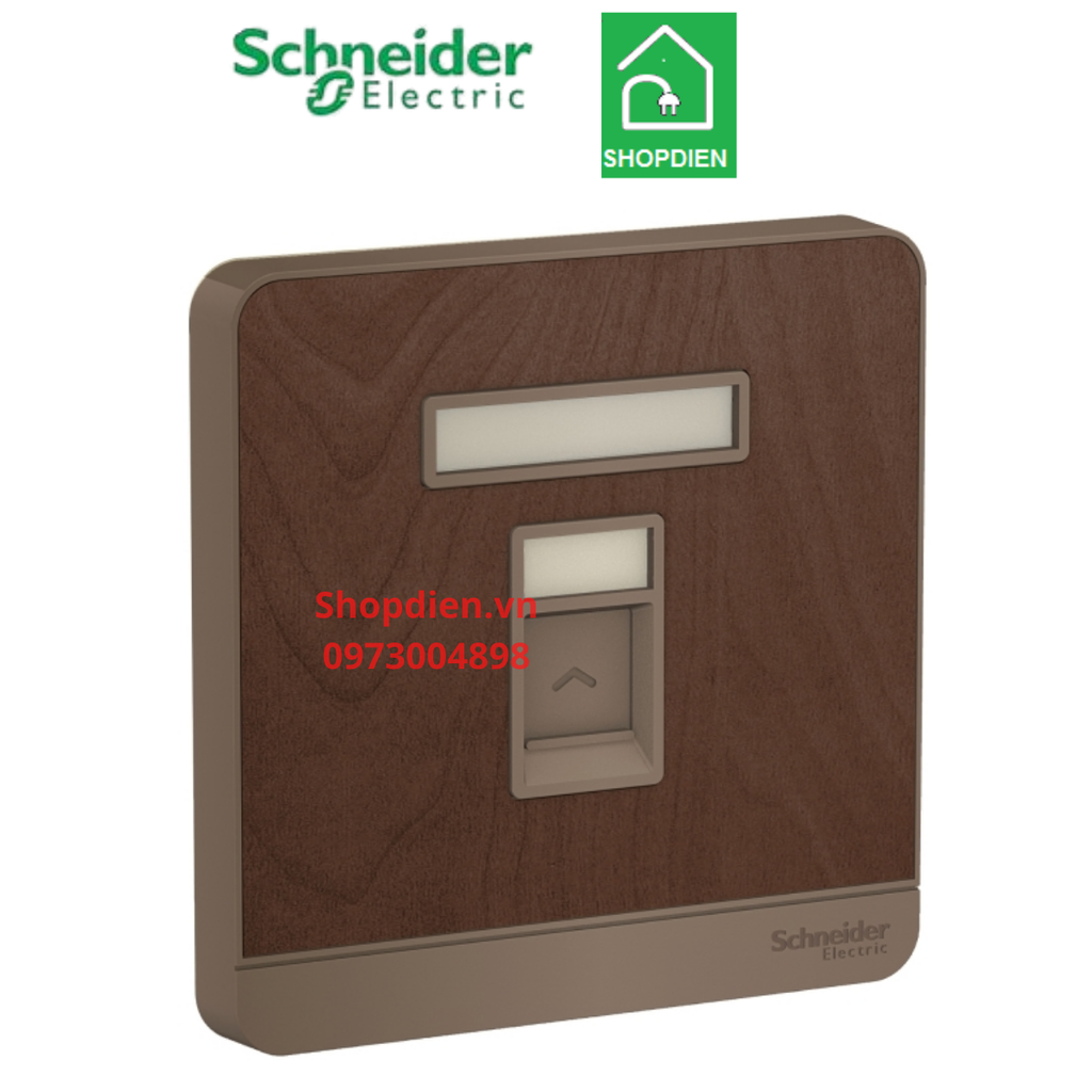 E8331RJS4_WD_G19 Ổ cắm điện thoại Schneider AvatarOn Màu gỗ Vuông