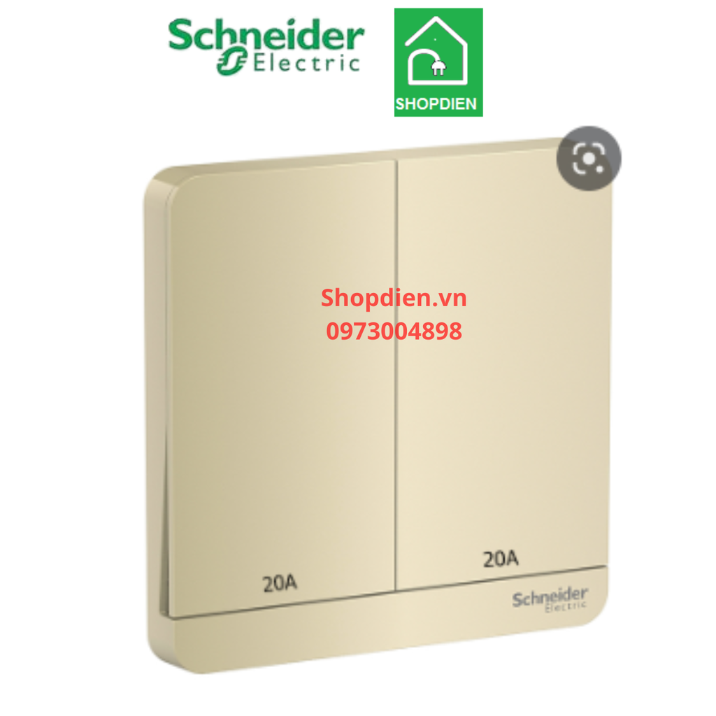 E8332D20N_WG_G19 Schneider Công tắc bình nóng lạnh đôi AvatarOn 2 cực 20A vàng ánh kim Vuông