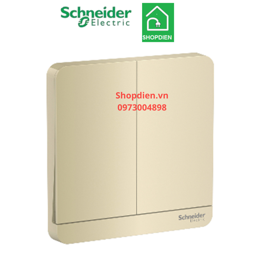 E8332L2LED_WG_G19 Schneider Công tắc đôi 2 chiều AvatarOn Màu vàng ánh kim Vuông