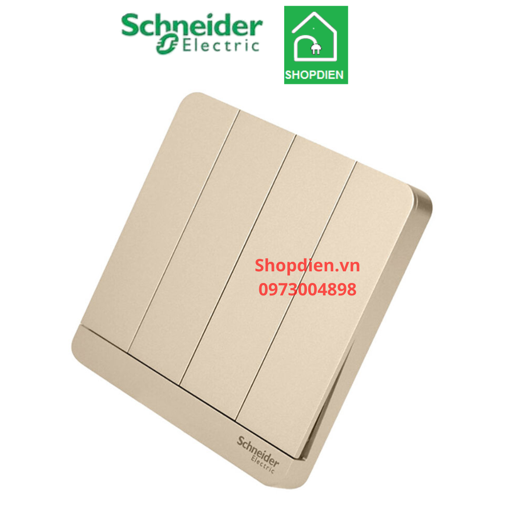 E8334L1LED_WG_G19 Schneider Công tắc bốn 1 chiều AvatarOn Màu vàng ánh kim Vuông