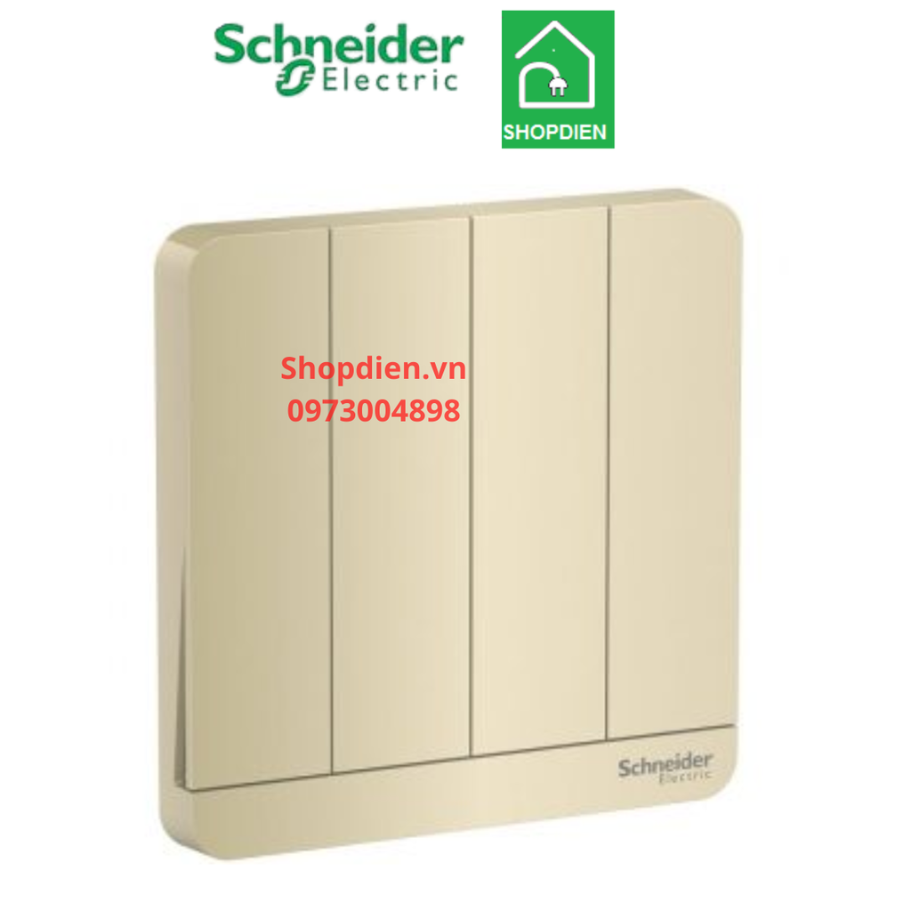 E8334L2LED_WG_G19 Schneider Công tắc bốn 2 chiều AvatarOn vàng ánh kim Vuông