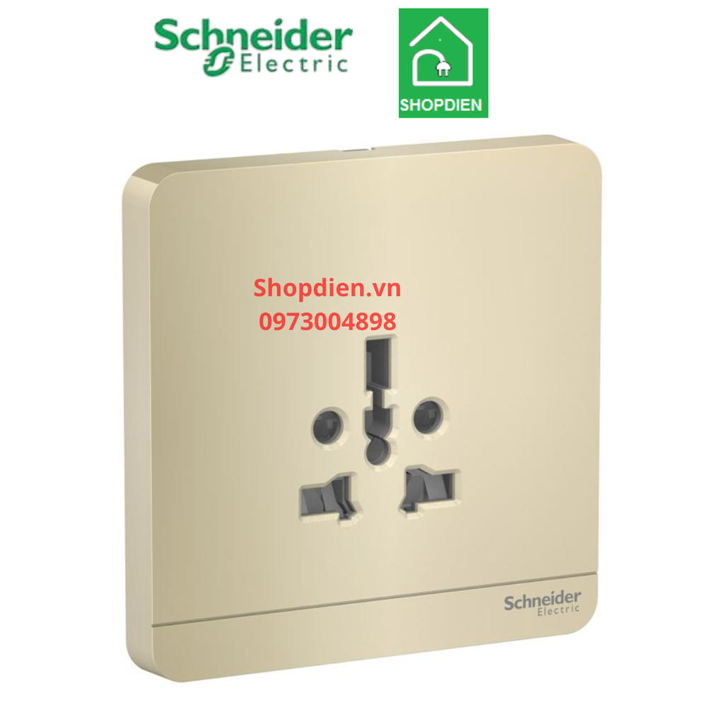 E83426TS_WG_G19 Schneider Ổ cắm đơn đa năng AvatarOn vàng ánh kim Vuông