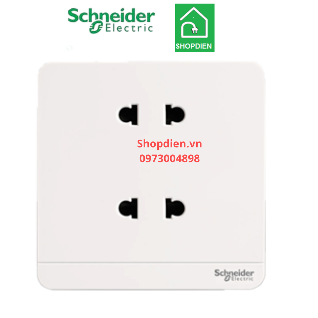 E83426U2_WE_G19 Schneider ổ cắm đôi 2 chân AvatarOn Màu trắng Vuông