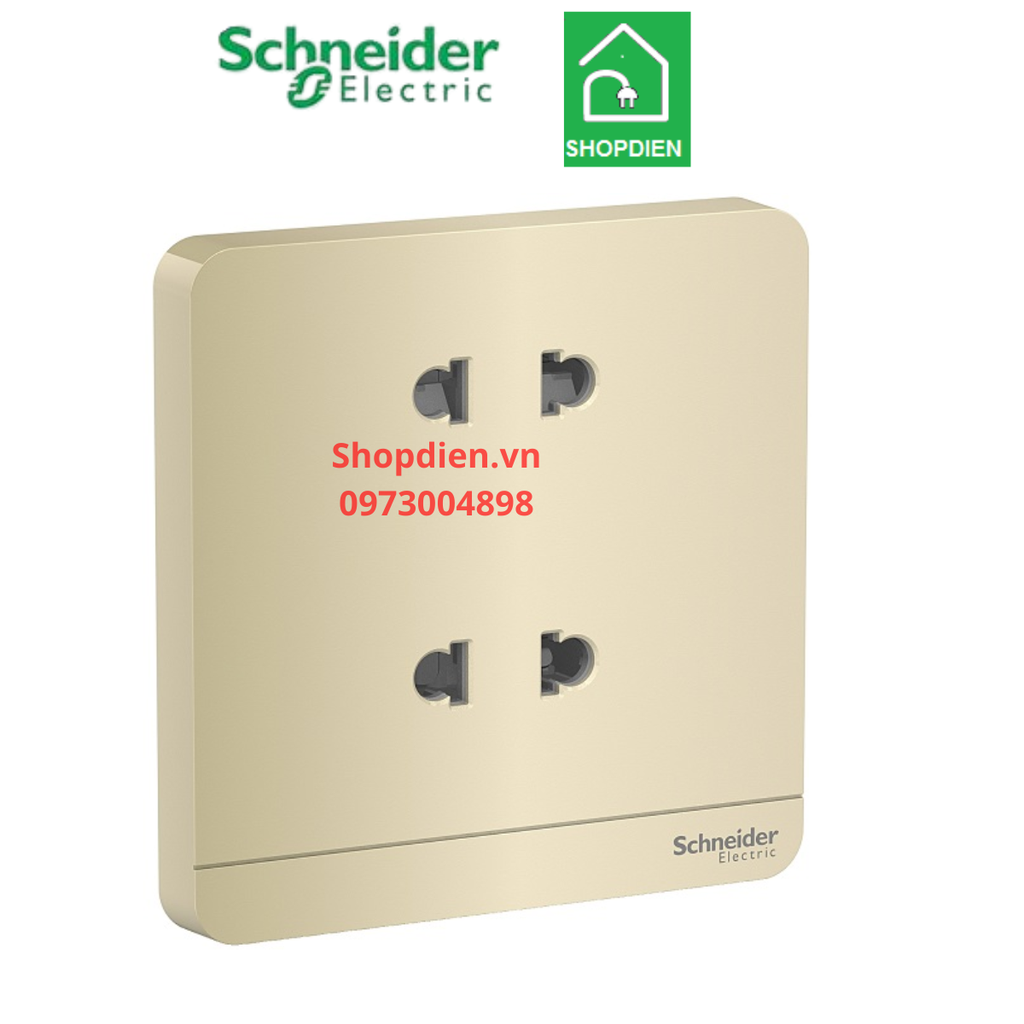 E83426U2_WG_G19 Schneider Ổ cắm đôi 2 chân AvatarOn Màu vàng ánh kim Vuông