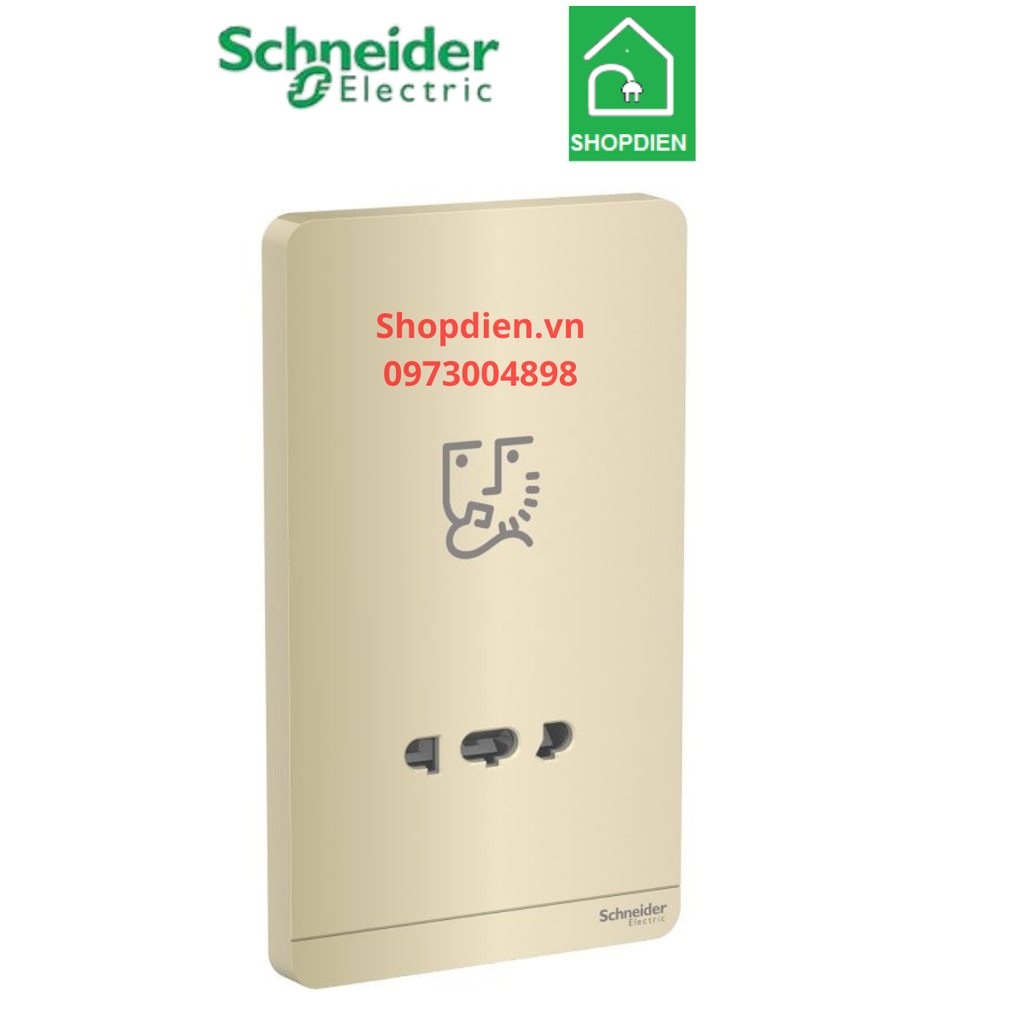 E83T727V_WG_G19 Schneider Ổ cắm dao cạo râu AvatarOn Màu vàng ánh kim  Vuông