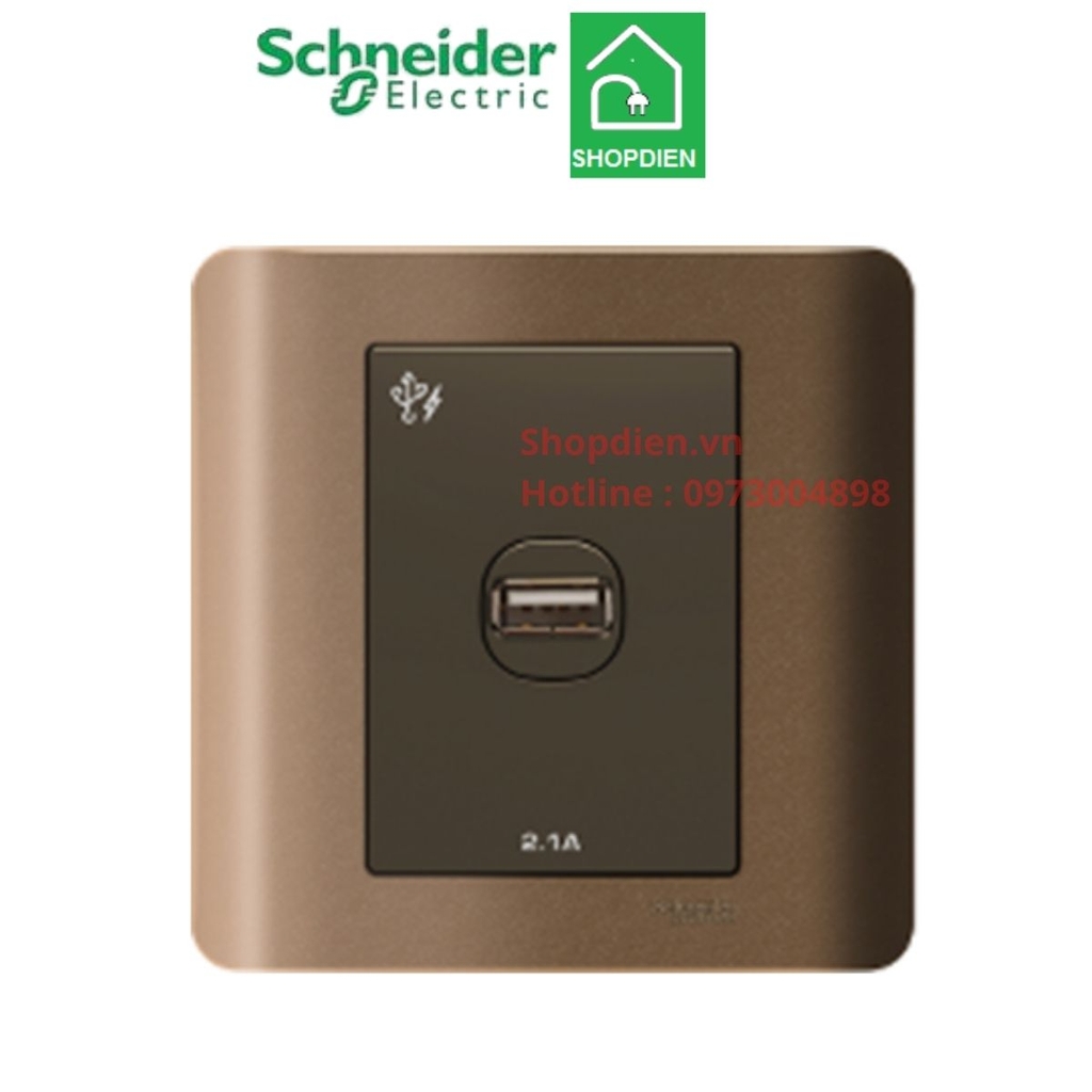 E8431USB_SZ_G19 Schneider Ổ cắm sạc USB đơn Zencelo màu đồng