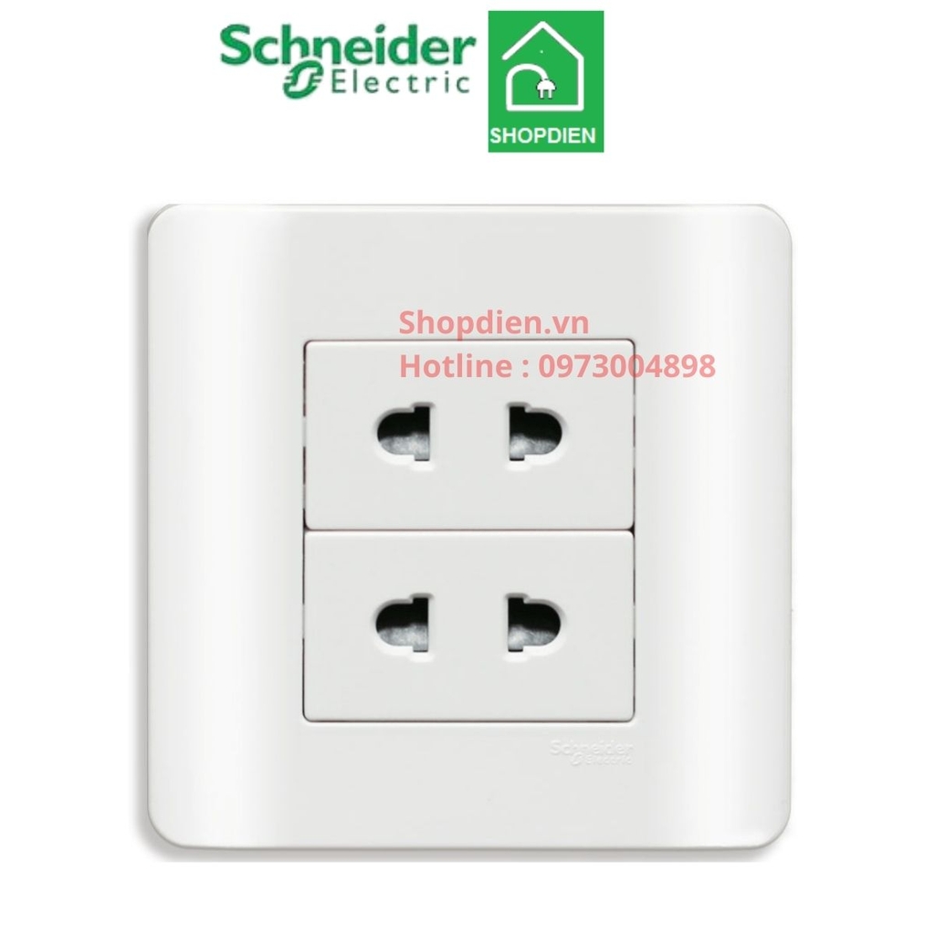 E84426U2_G19 Schneider Ổ cắm đôi 2 chân Zencelo màu trắng