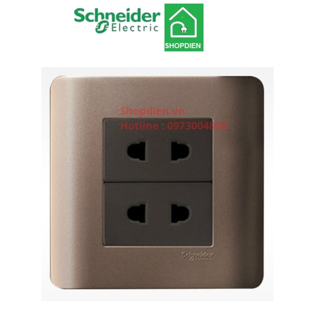E84426U2_SZ_G19 Schneider Ổ cắm đôi 2 chân Zencelo màu đồng