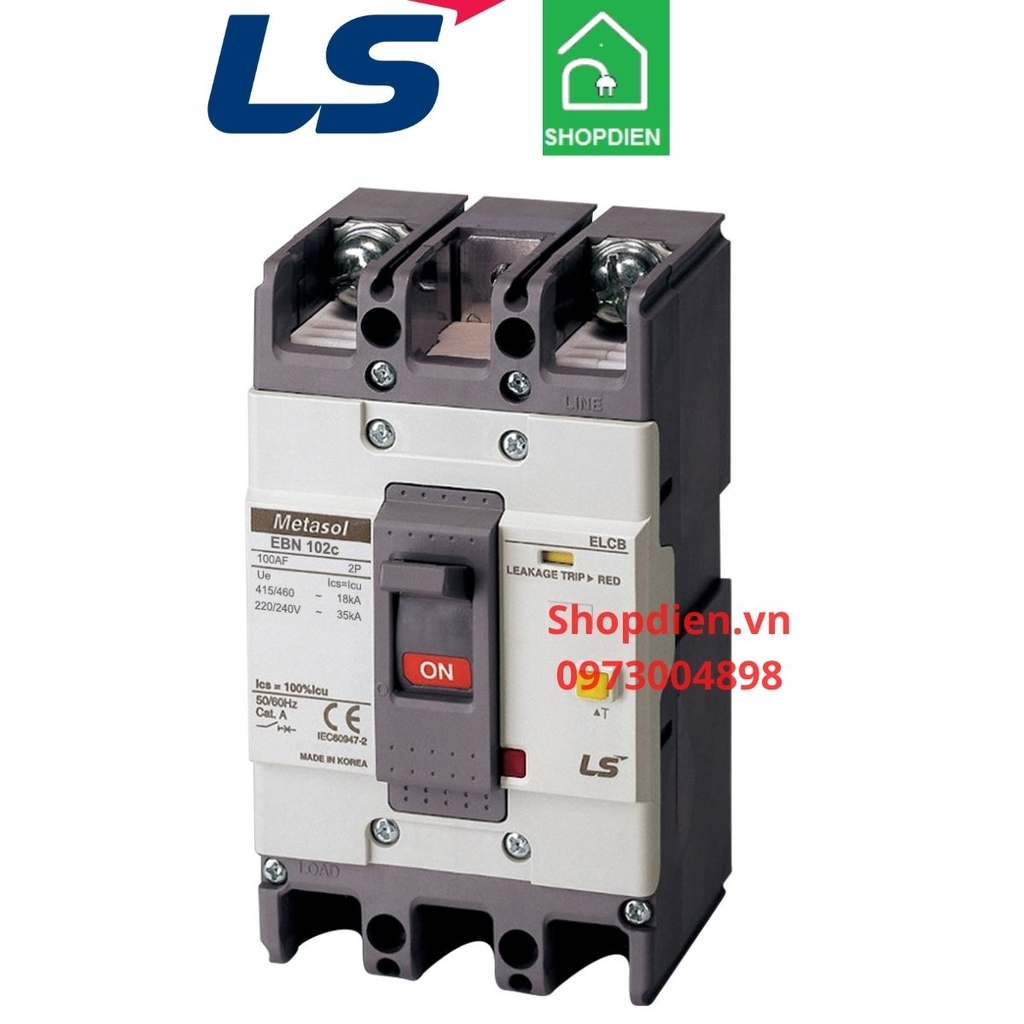 EBN102C LS ELCB 2P 100A 30mA Aptomat chống rò chống giật điện