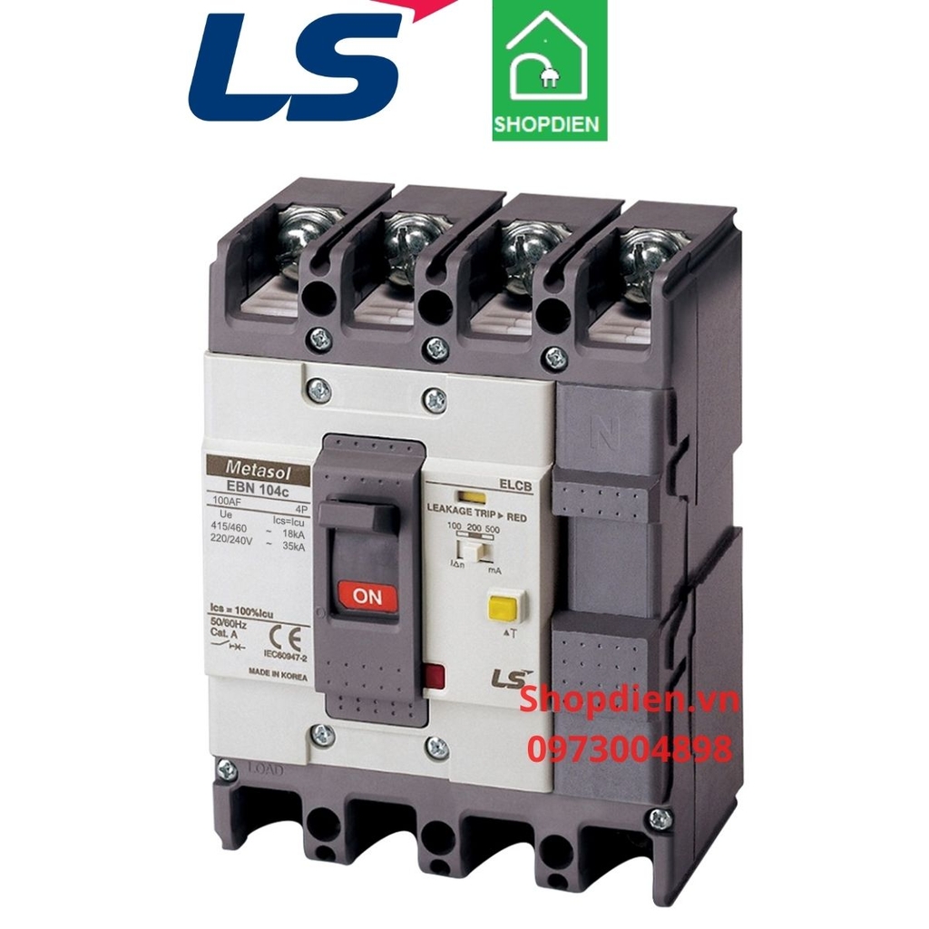 EBN104C LS ELCB 4P 75A 30mA Aptomat chống rò chống giật điện