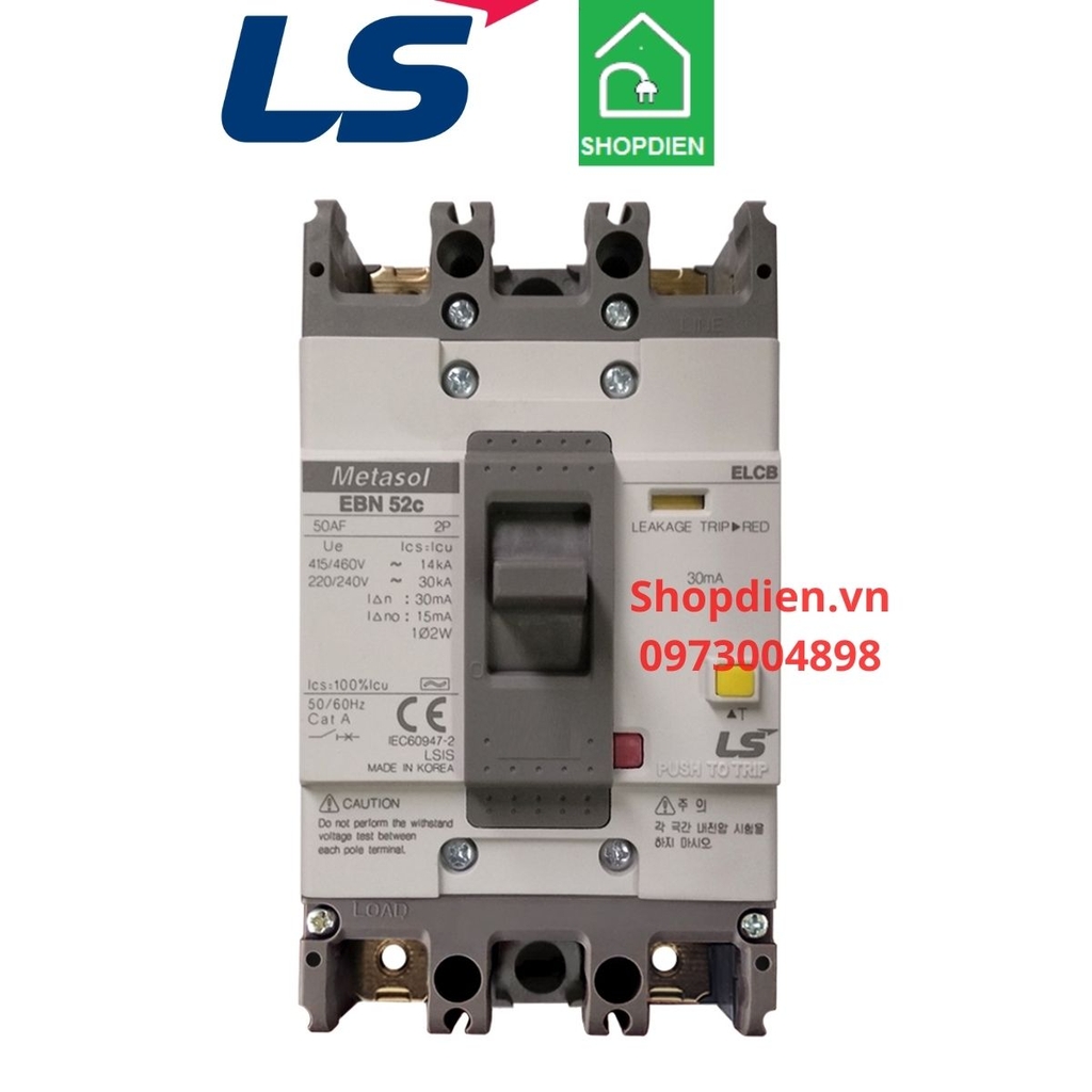 EBN52C LS ELCB 2P 30A 30mA Aptomat chống rò chống giật điện