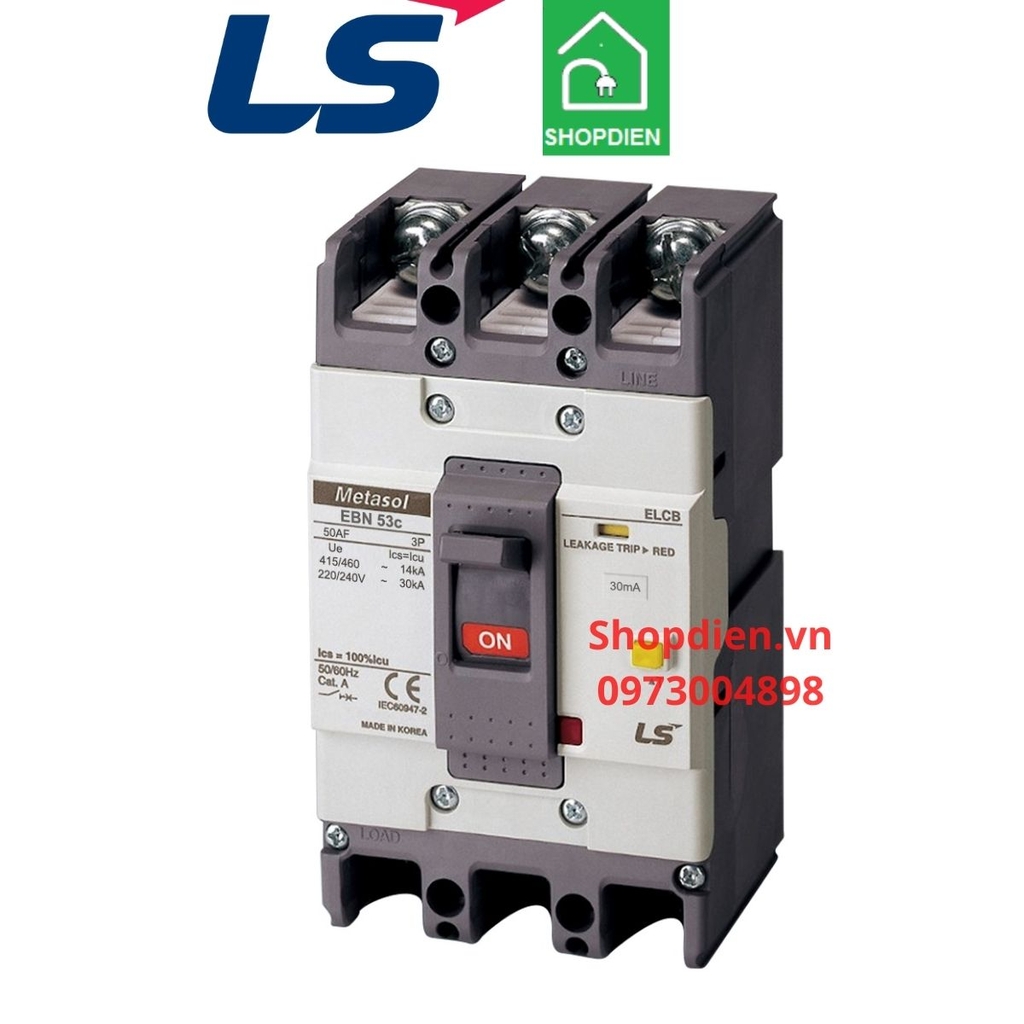 EBN53C LS ELCB 3P 15A 30mA Aptomat chống rò chống giật điện