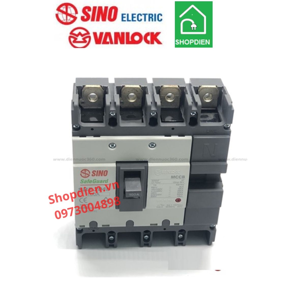 SBE64b/60 Sino Vanlock MCCB 4P 60A 18KA Aptomat cầu dao tự động