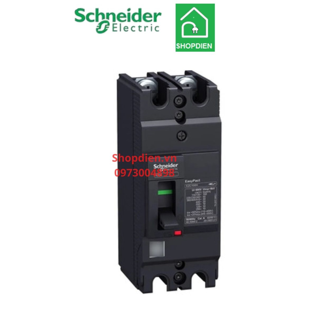 EZC100H2060 Schneider MCCB 2P 60A 50KA EZC100 Easypact Aptomat Cầu dao tự động