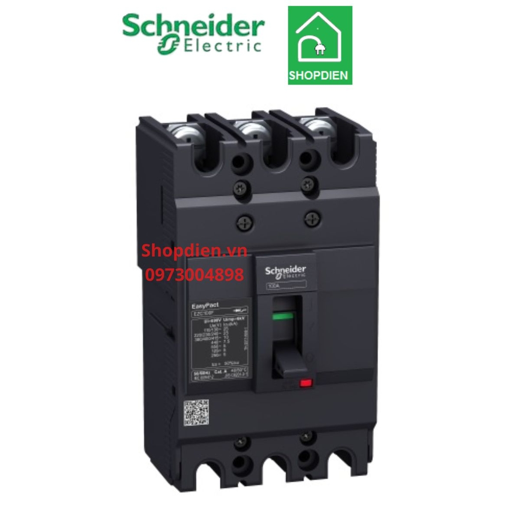 EZC100H3075 Schneider MCCB 3P 75A 30KA EZC100 Easypact Aptomat Cầu dao tự động