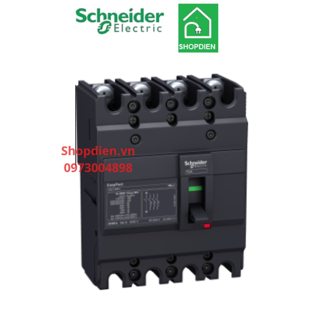EZC250N4125 Schneider MCCB 4P 125A 25KA EZC250N Easypact Aptomat Cầu dao tự động