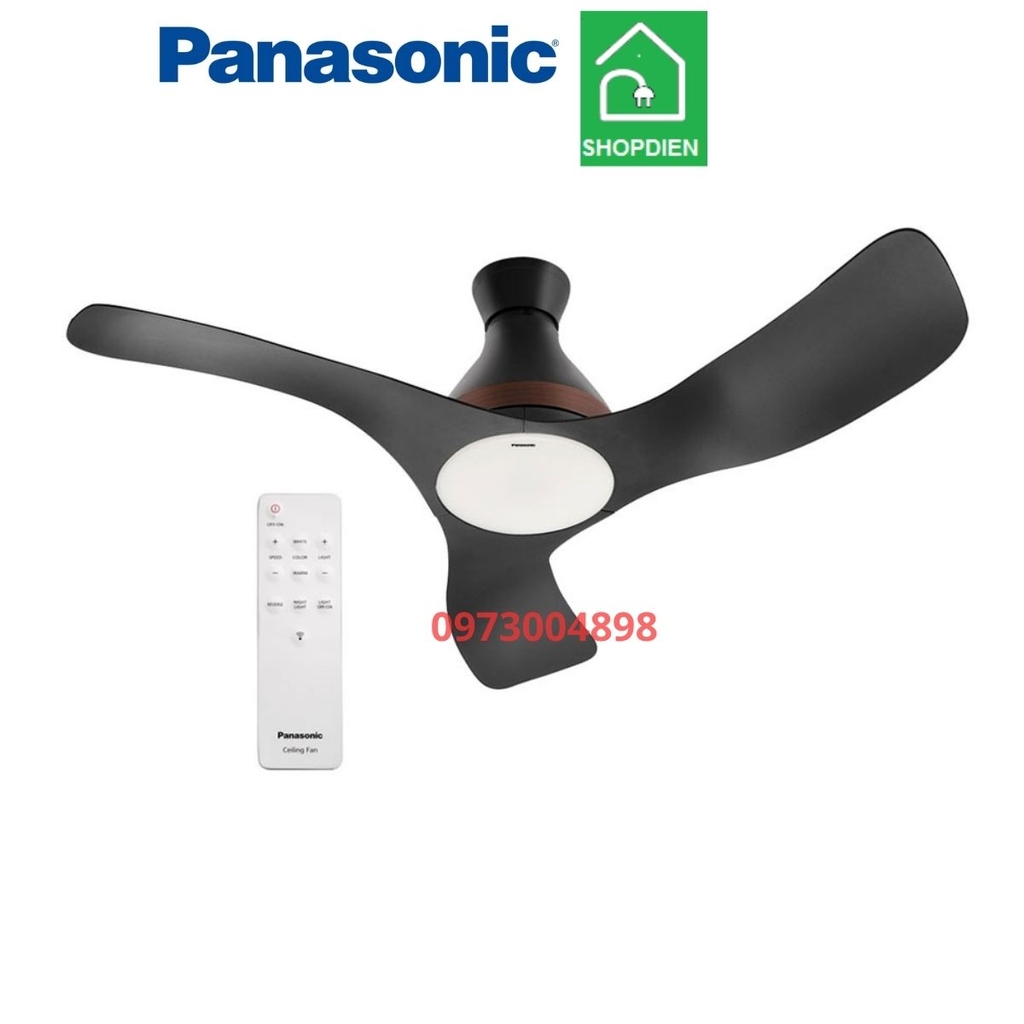 F-48DGL Panasonic Quạt trần 3 cánh màu đen điều khiển ứng dụng app wifi