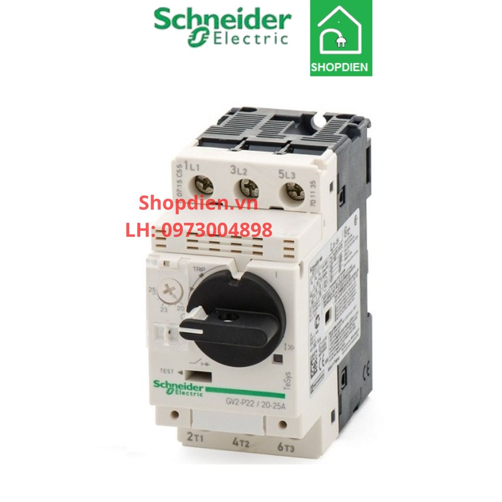 Aptomat CB bảo vệ động cơ loại từ nhiệt Schneider GV2P21