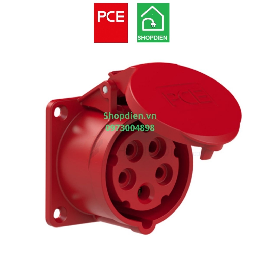 F315-6 PCE Ổ cắm công nghiệp loại âm dạng thẳng 5P 16A IP44 (4P+E)