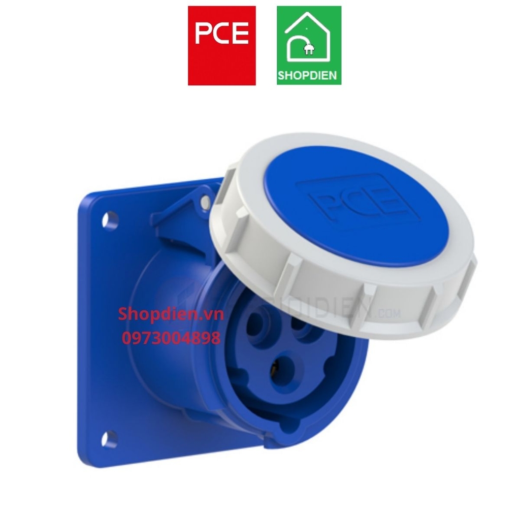 F3232-6 PCE Ổ cắm công nghiệp 3P 32A IP67 gắn âm dạng thẳng kín nước