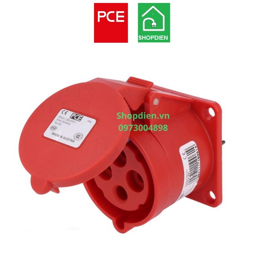 F324-6 PCE Ổ cắm công nghiệp loại âm dạng thẳng 4P 32A IP44 (3P+E)