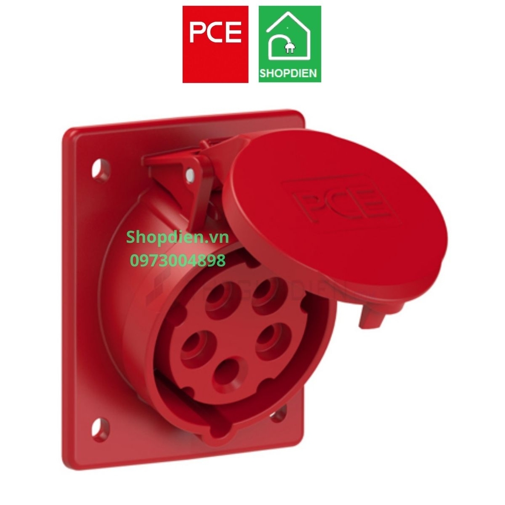 F415-6 PCE Ổ cắm công nghiệp loại âm dạng nghiêng 5P 16A IP44 (4P+E)