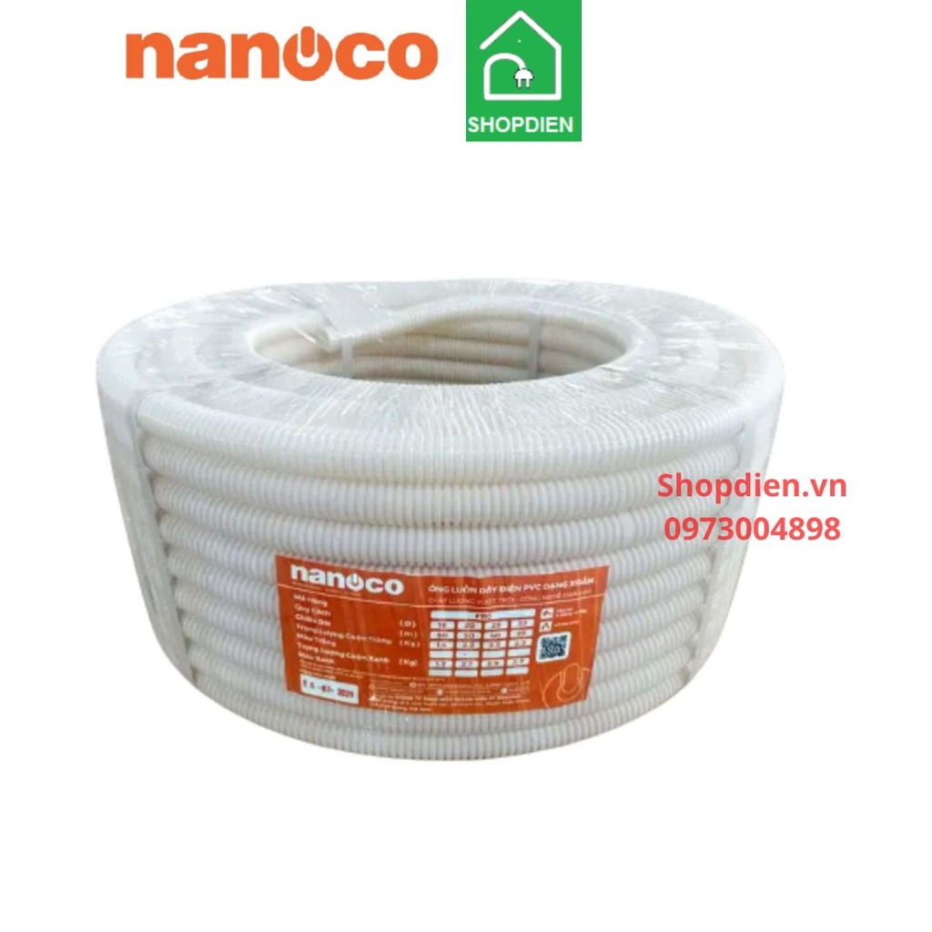 FRG16W Nanoco Ống ruột gà đàn hồi PVC D16