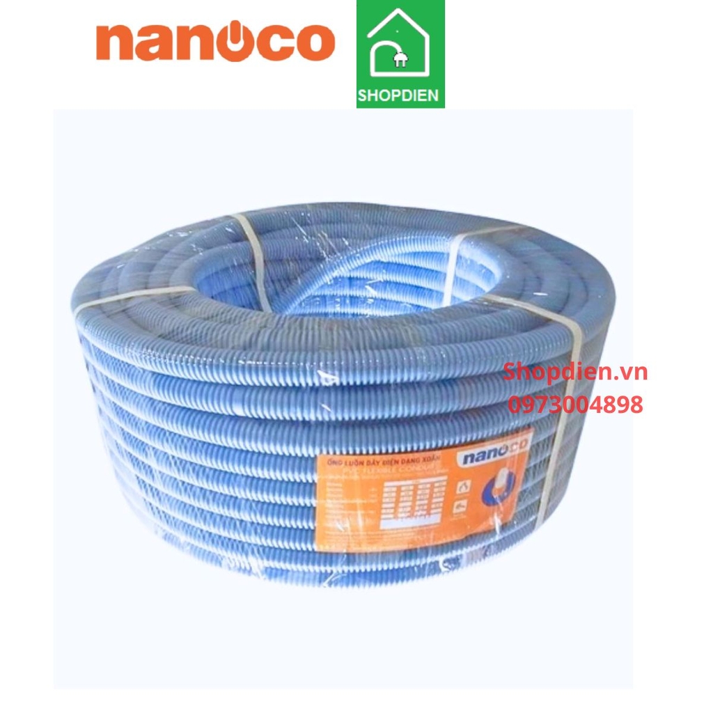 FRG20G Nanoco Ống ruột gà đàn hồi PVC D20 màu xanh