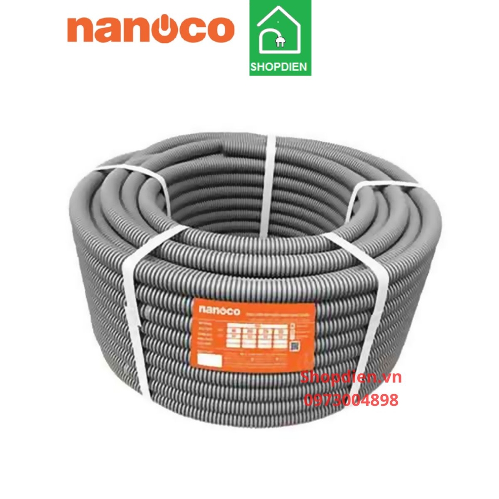 FRG32PE Nanoco Ống ruột gà đàn hồi HDPE D32 màu ghi xám