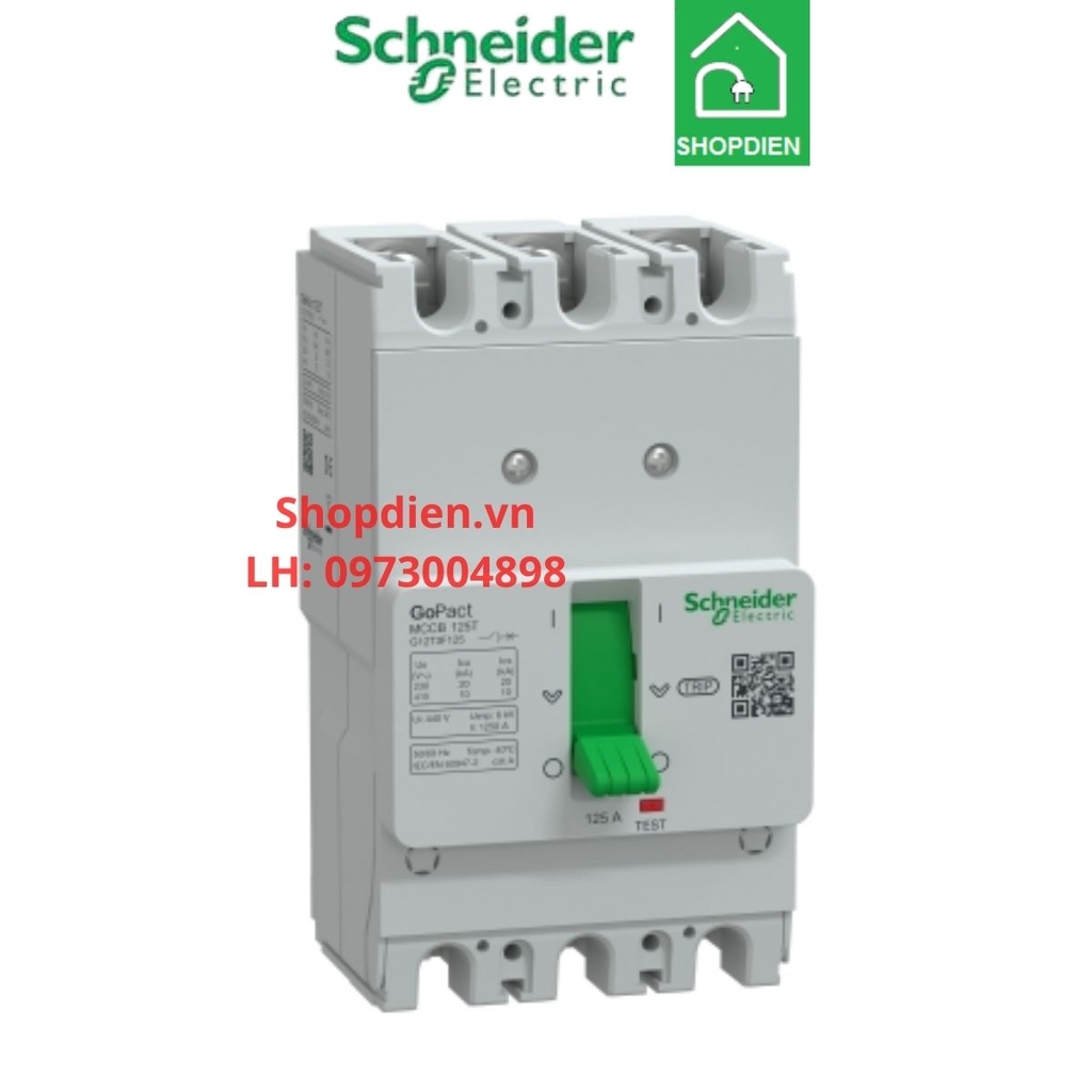 G12T3F125 Schneider MCCB 3P 125A 10kA Gopact 125T Aptomat Cầu dao tự động